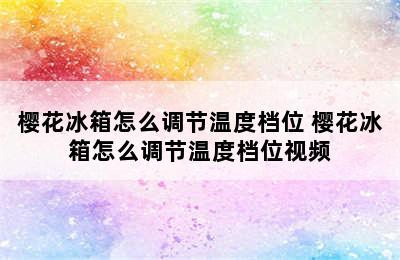 樱花冰箱怎么调节温度档位 樱花冰箱怎么调节温度档位视频